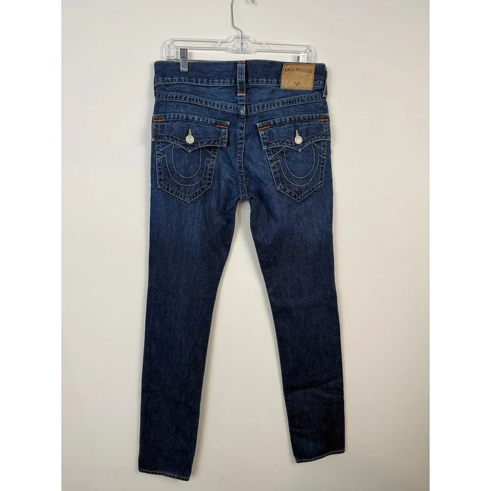 True Religion Rocco Relaxed Skinny Jeans Mens 30 Blue Indigo Flap 